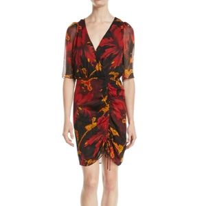 DVF Floral Silk Dress, Size 8